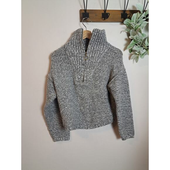 Universal Thread Women's Knit Sweater Orange Quarter Zip Mock Neck Gray Sz S - Picture 2 of 5